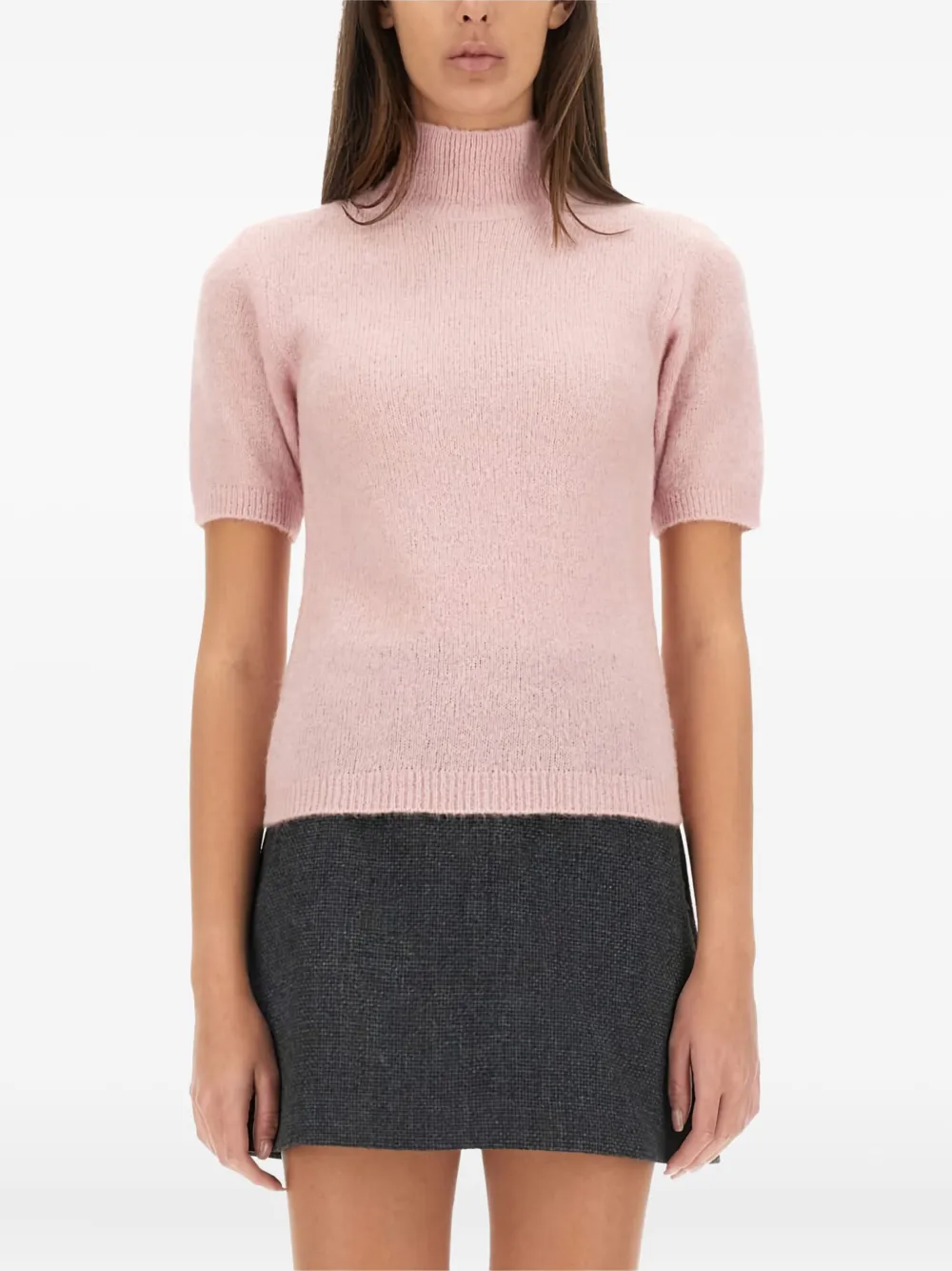 A.P.C. モックネック ショートスリーブ プルオーバー - ピンク A.P.C. モックネック ショートスリーブ プルオーバー - ピンク