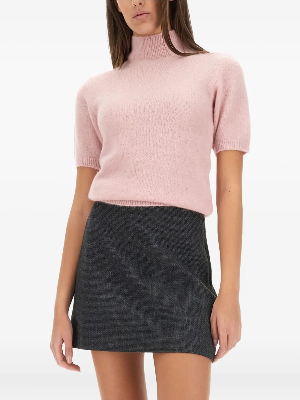 A.P.C. Trui met korte mouwen en gedrapeerde hals Roze