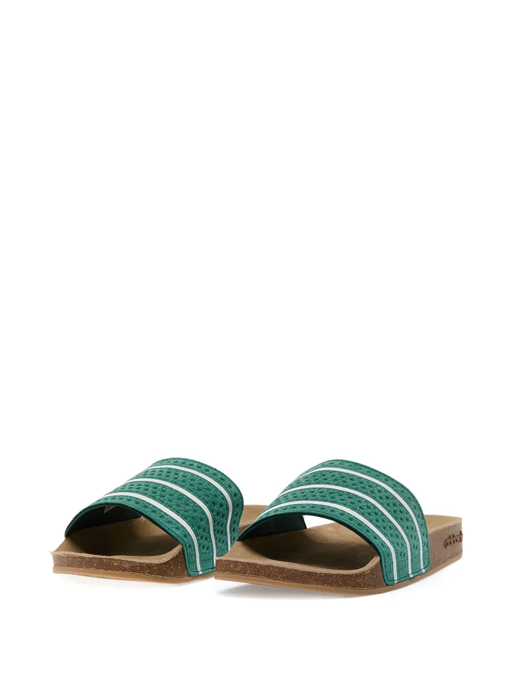 Adidas Originals Adilette Cork Slides In Green