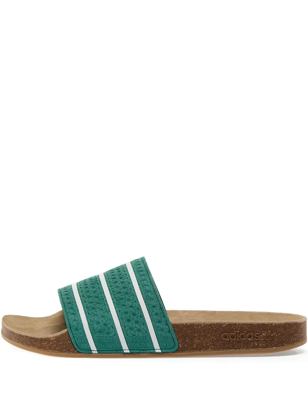 Adidas Originals Adilette Cork Slides In Green