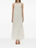 120% Lino round-neck tiered dress - White