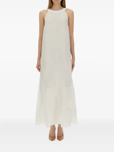 120% Lino round-neck tiered dress