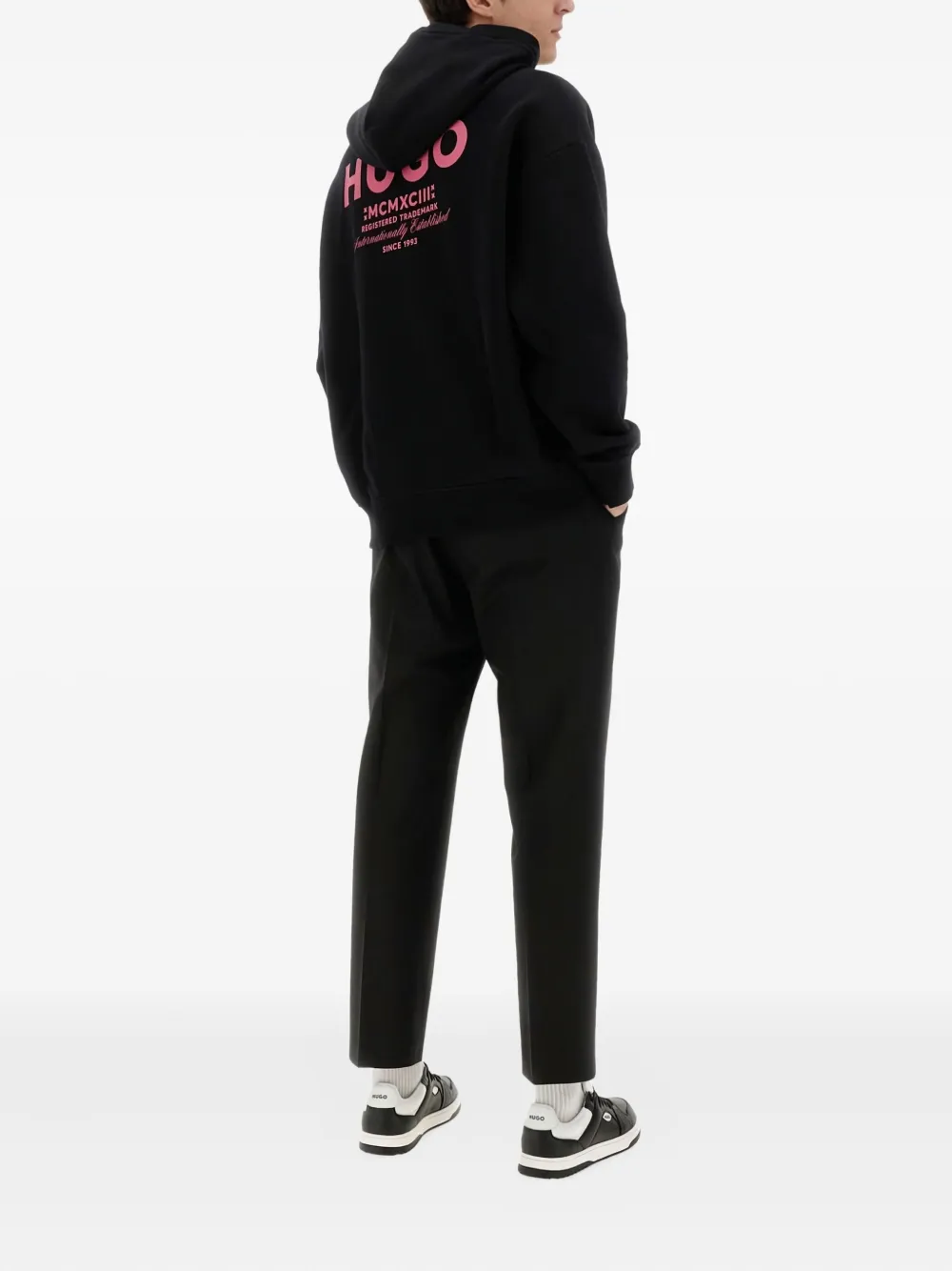 BOSS Katoenen hoodie met logoprint Zwart