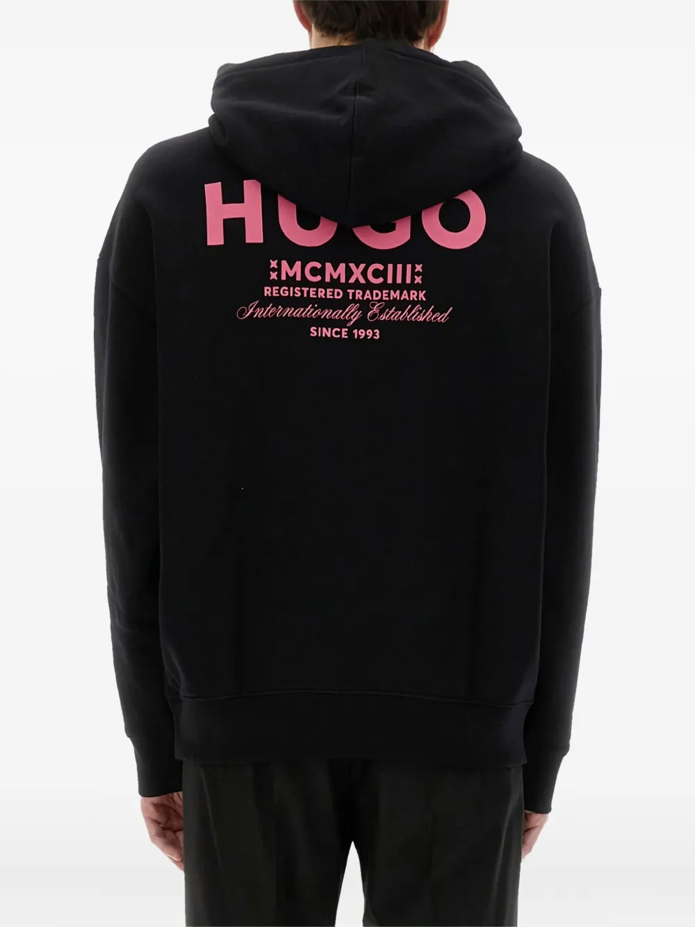 BOSS Katoenen hoodie met logoprint Zwart