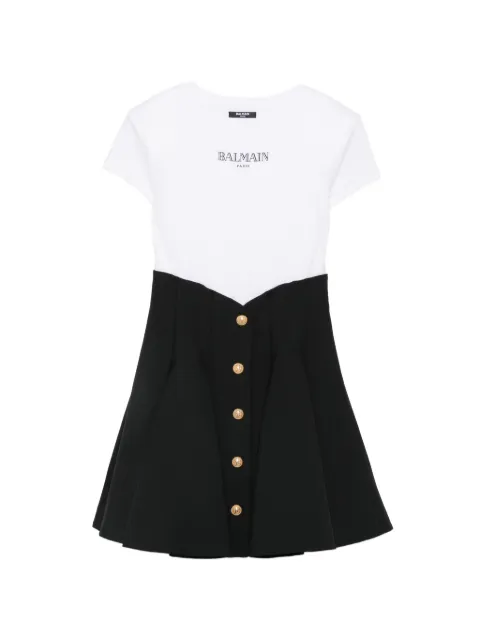 Balmain Kids logo-print button-embellished dress