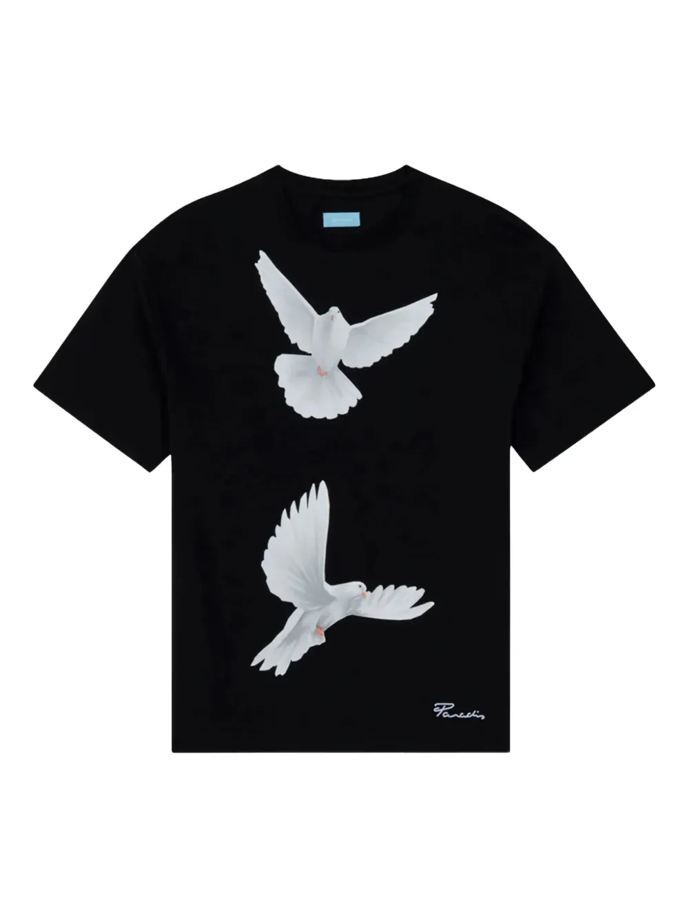 3PARADIS Katoenen T-shirt met duivenprint Zwart