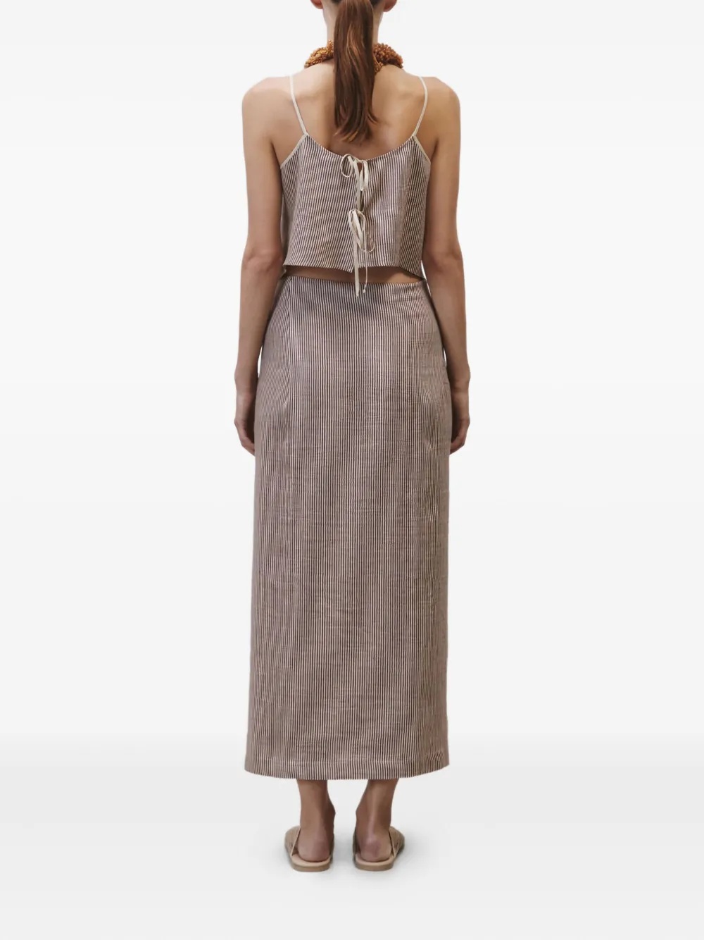 Alysi striped side-split skirt Rood