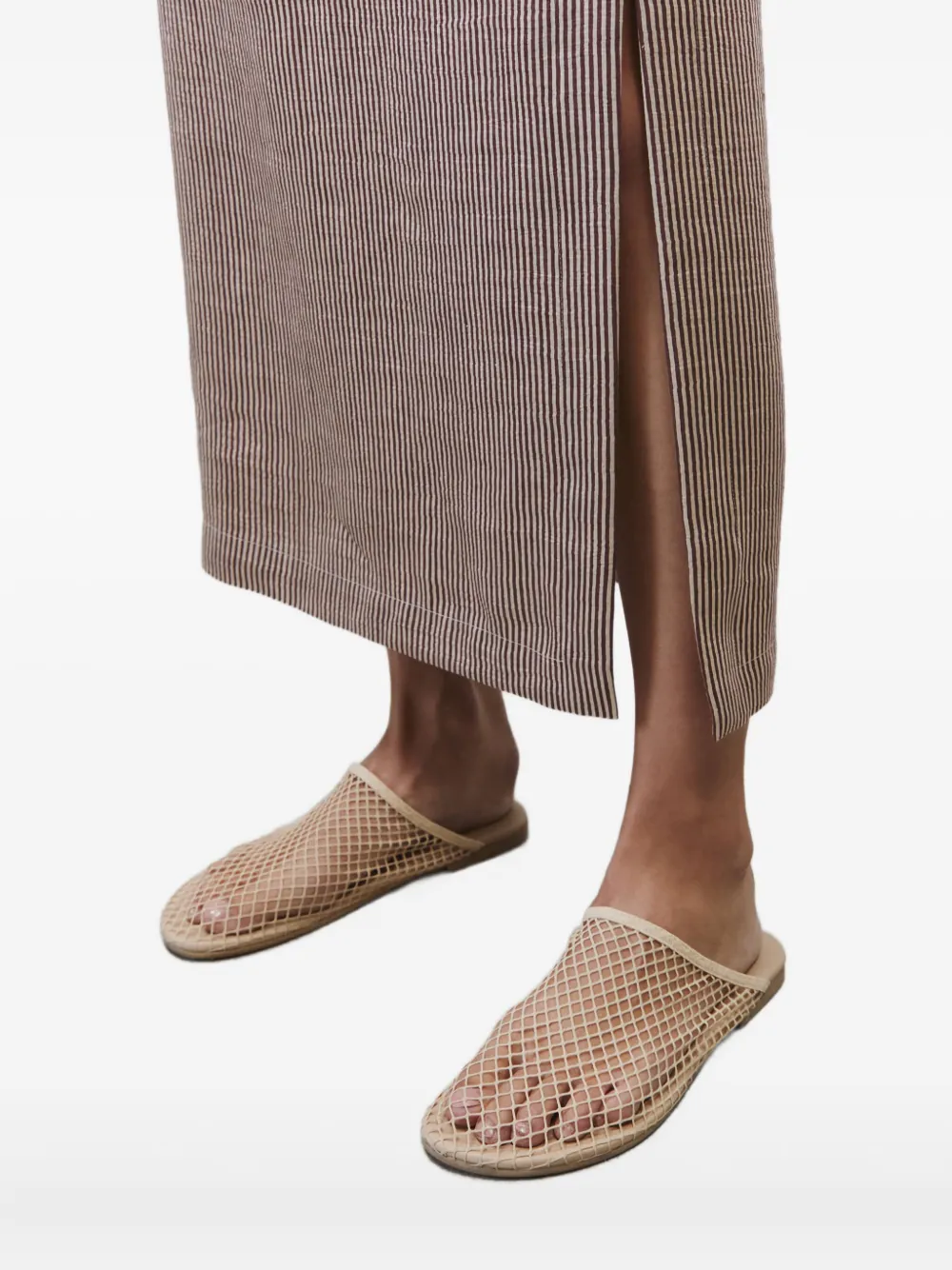 Alysi striped side-split skirt Rood