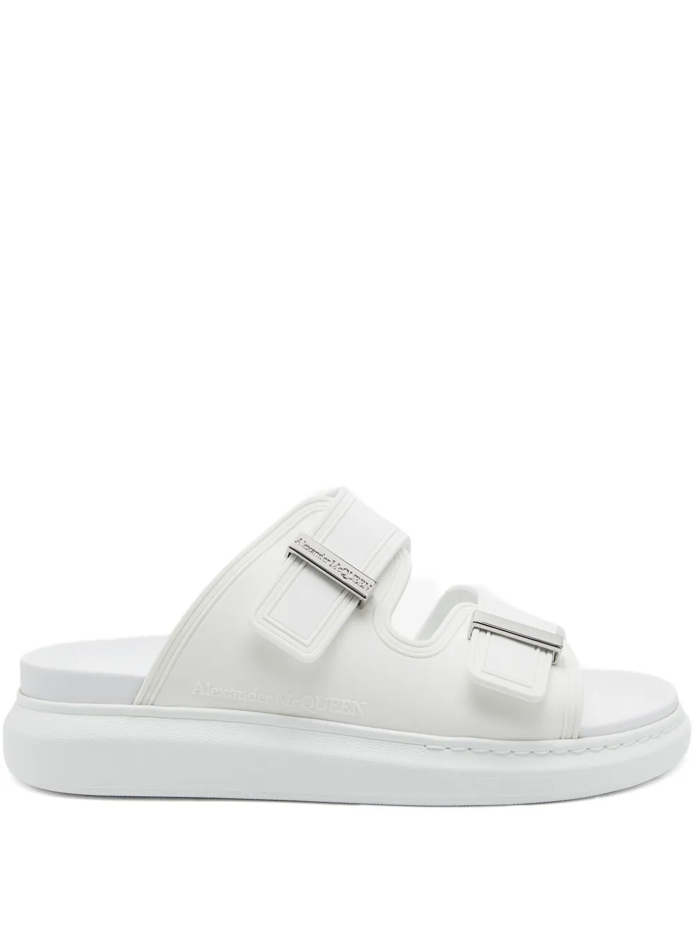 Alexander McQueen double-buckle slides White