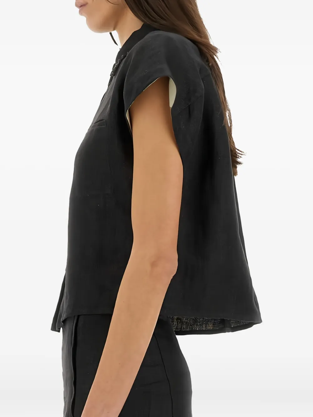 Alysi embellished short-sleeved linen shirt Grijs