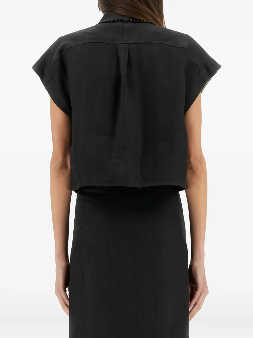 Alysi embellished short-sleeved linen shirt Grijs
