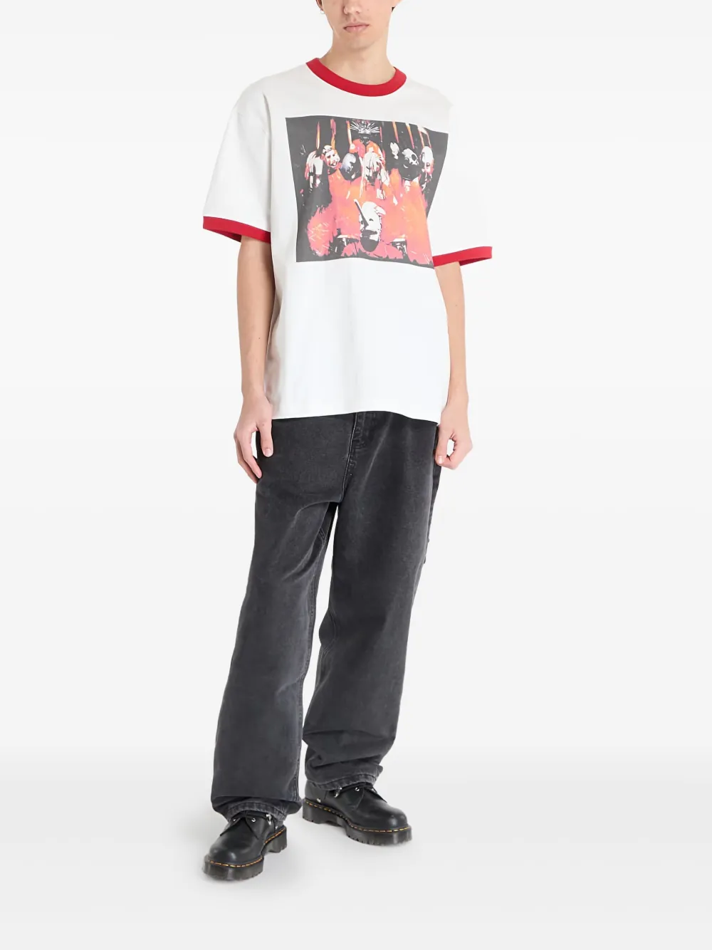 Pleasures graphic-print oversized T-shirt - Wit