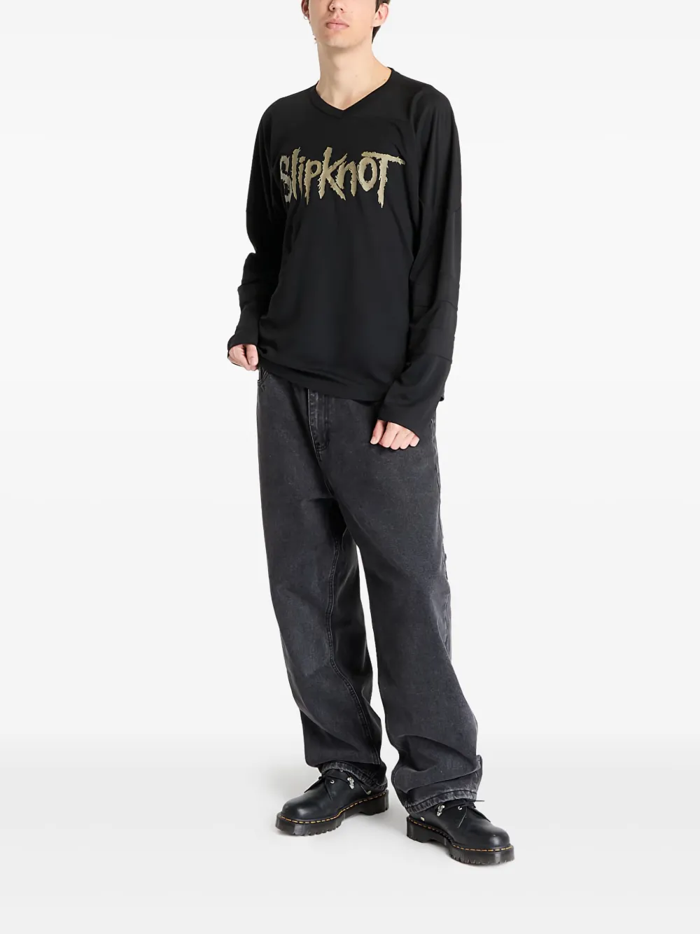 Pleasures graphic-print long-sleeve T-shirt - Zwart