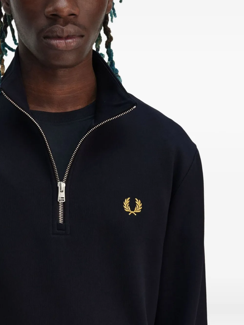 Fred Perry Sweater met halve rits Blauw