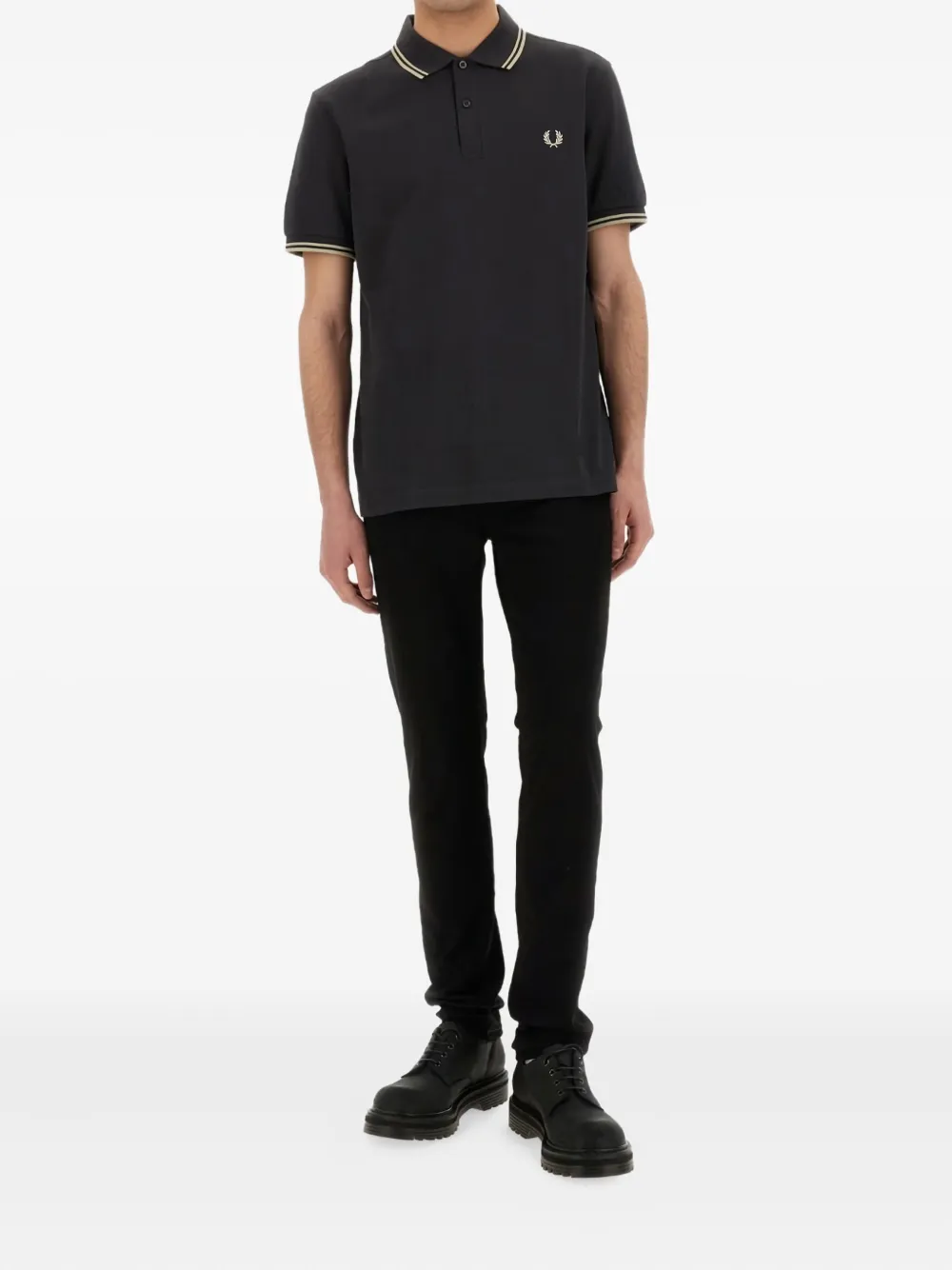 Fred Perry Poloshirt met gestreepte afwerking Grijs