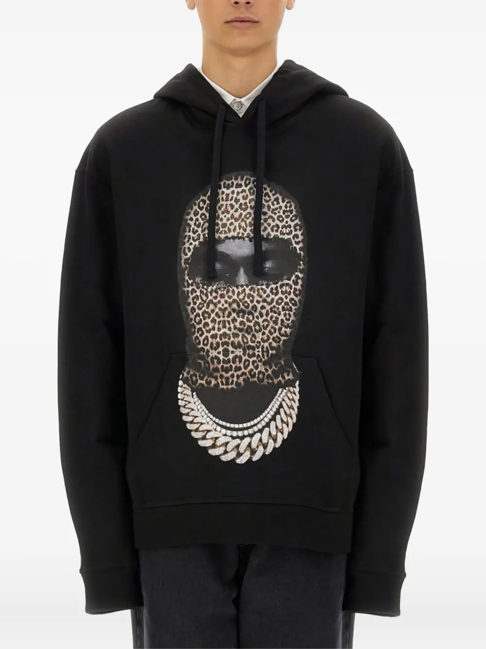 Ih Nom Uh Nit leopard-print graphic hoodie | Black | Image 1