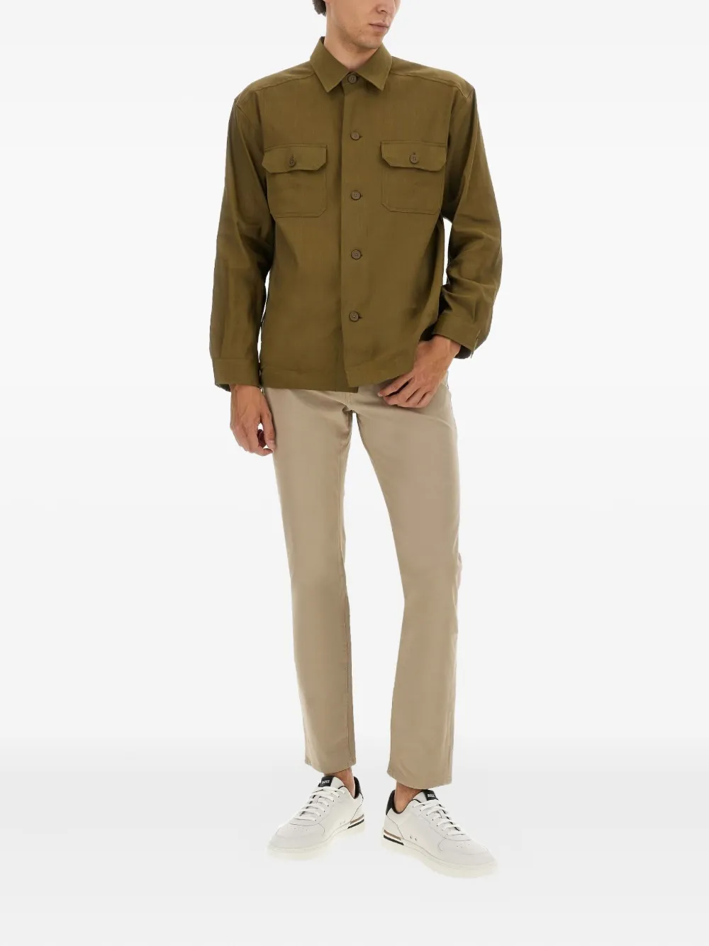BOSS double-pocket shirt - Groen