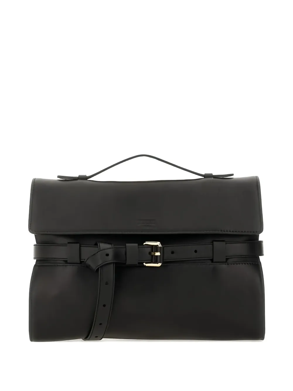 belted leather tote bag
