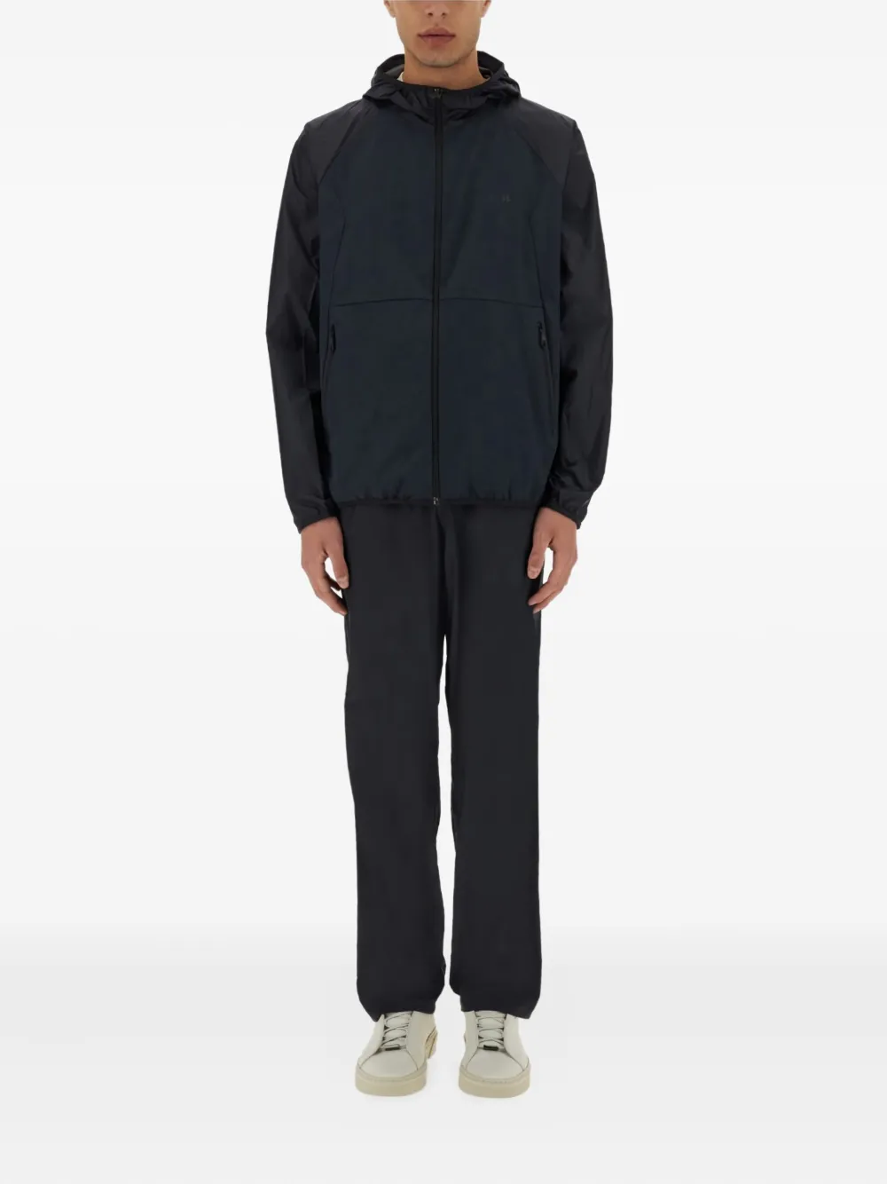 BOSS hooded panelled windbreaker Blauw