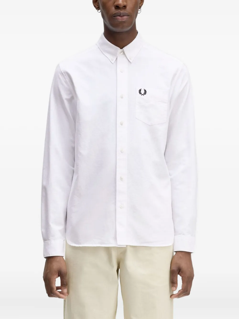 Fred Perry Overhemd met geborduurd logo Wit