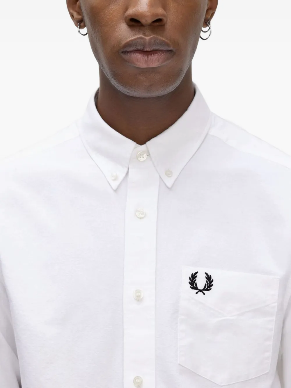 Fred Perry Overhemd met geborduurd logo Wit
