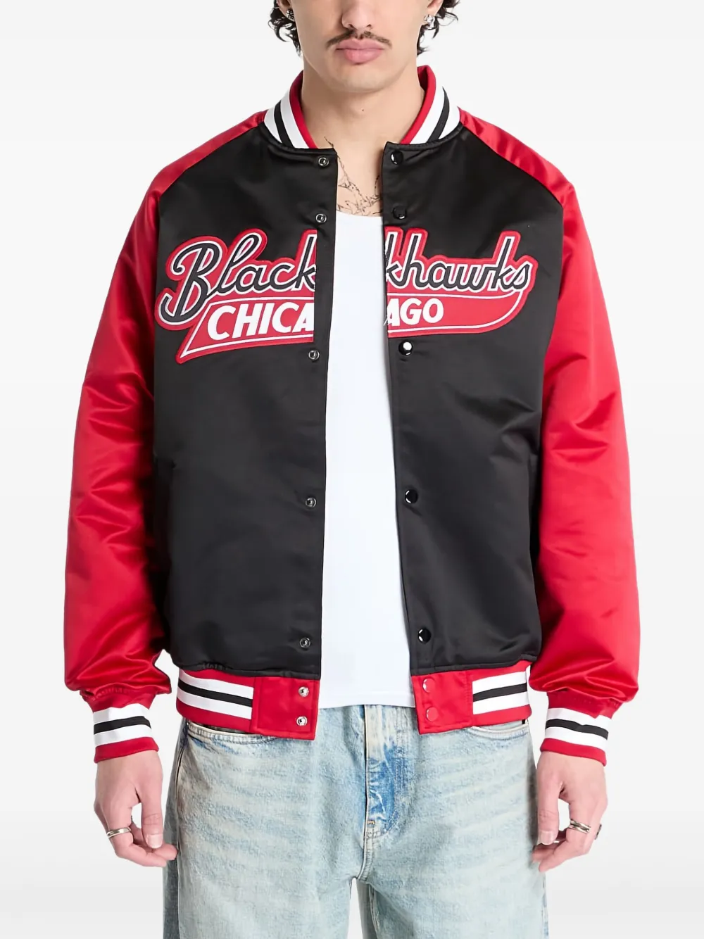 Mitchell & Ness logo-print bomber jacket | ブラック | Image 1