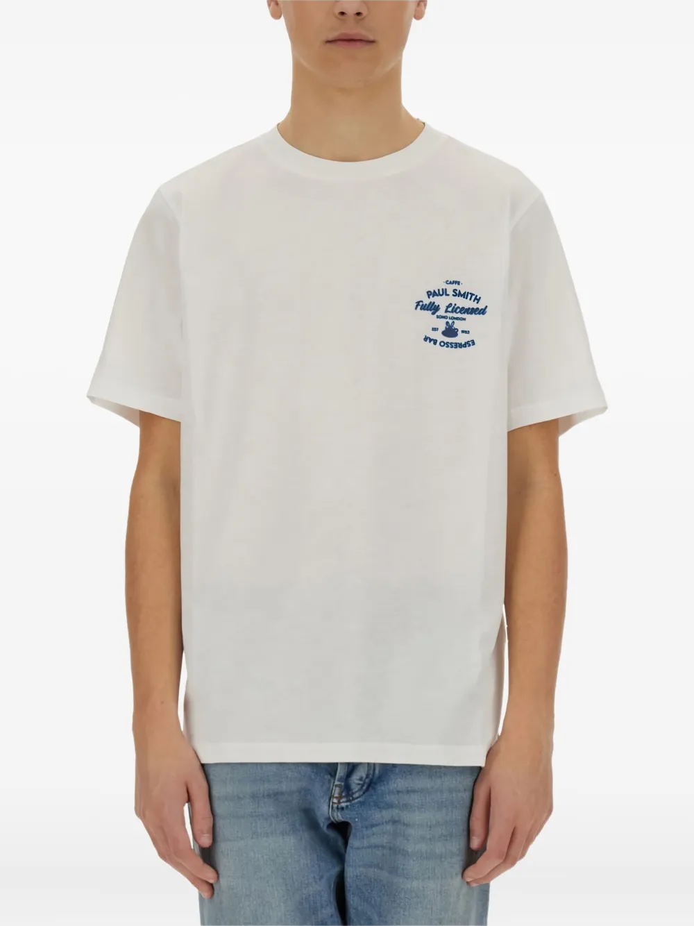 Paul Smith Espresso Bar-print organic-cotton t-shirt - ホワイト Paul Smith Espresso Bar-print organic-cotton t-shirt - ホワイト