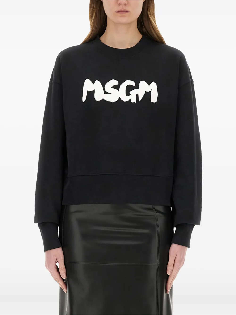 MSGM logo-print cropped sweatshirt | negro | Image 1