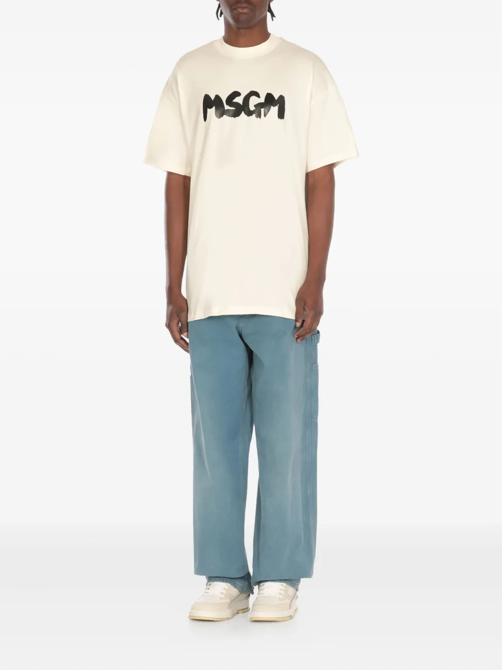 MSGM brushstroke logo.-print T-shirt | T-Shirts | Image 2