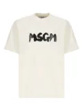 MSGM brushstroke logo.-print T-shirt - Neutrals