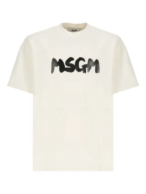 MSGM brushstroke logo.-print T-shirt