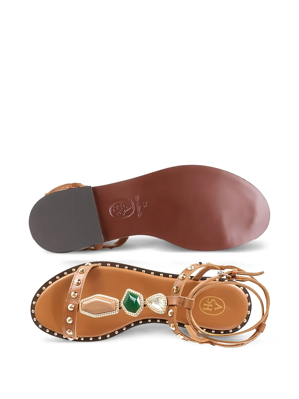 Ash jewel-embellished studded sandals Brown