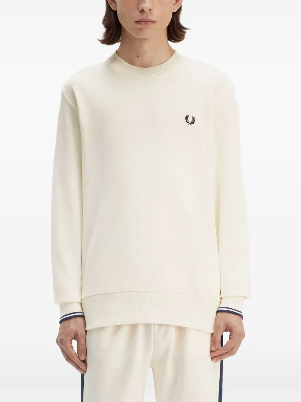 Fred Perry Sweater met geborduurd logo Beige