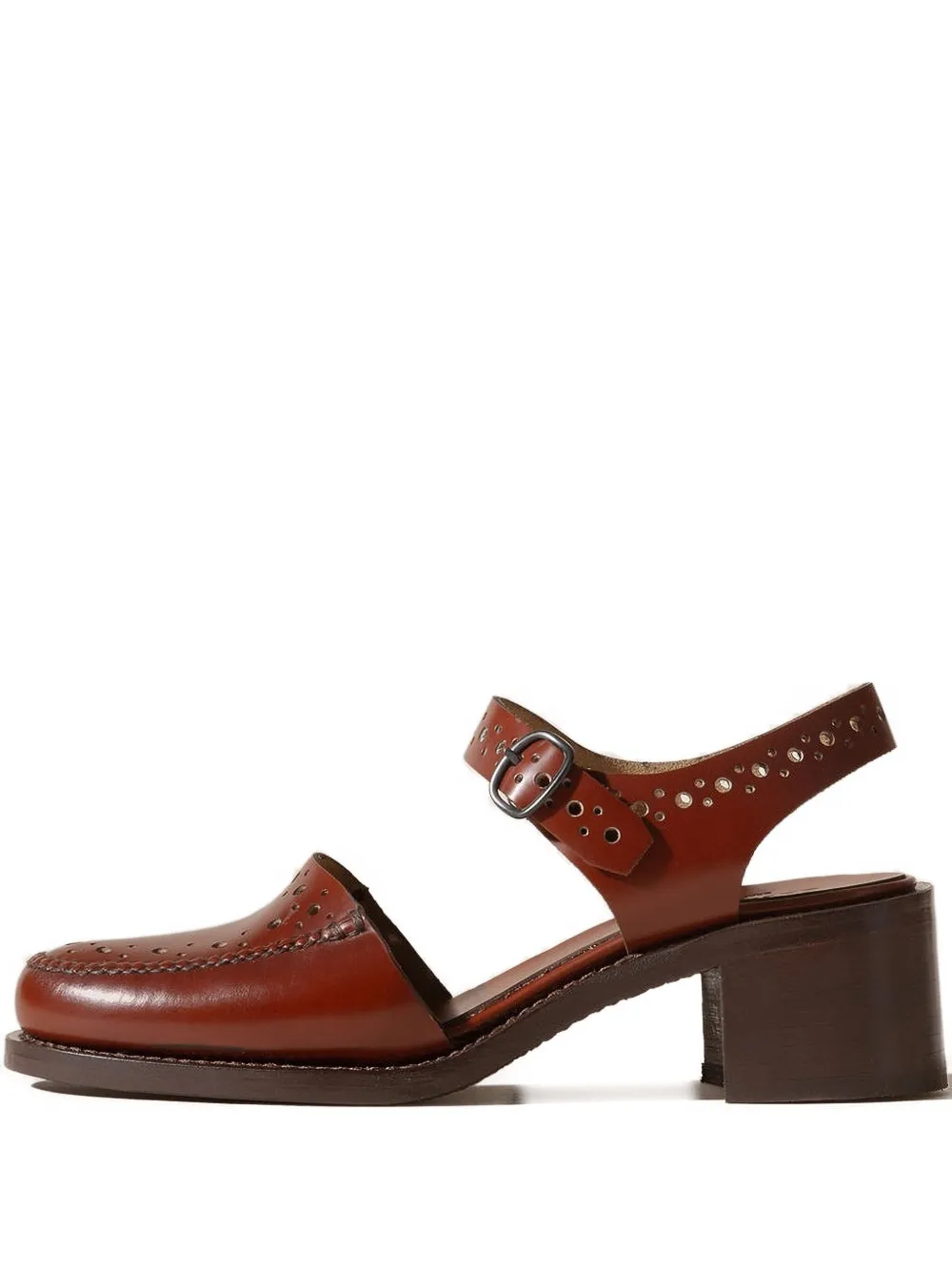 Hereu 50mm Picada buckle-fastening perforated pumps Brown