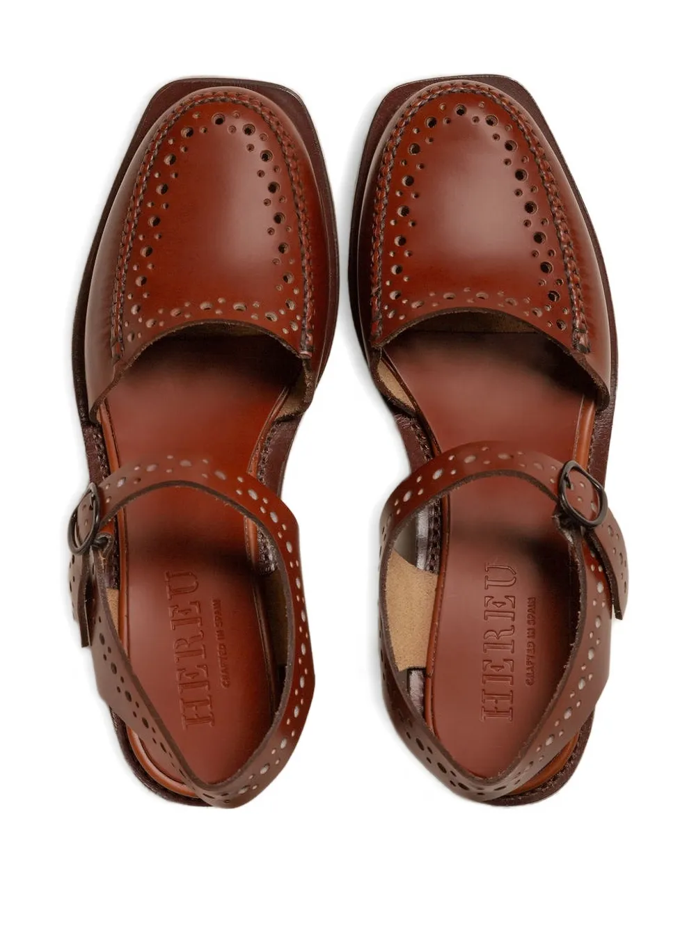 Hereu 50mm Picada buckle-fastening perforated pumps Brown