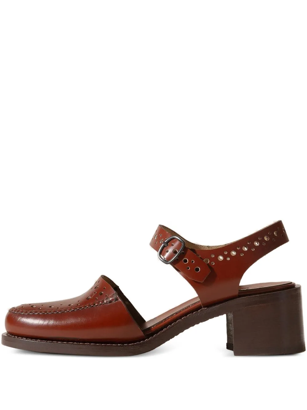 Hereu 50mm Picada buckle-fastening perforated pumps Brown