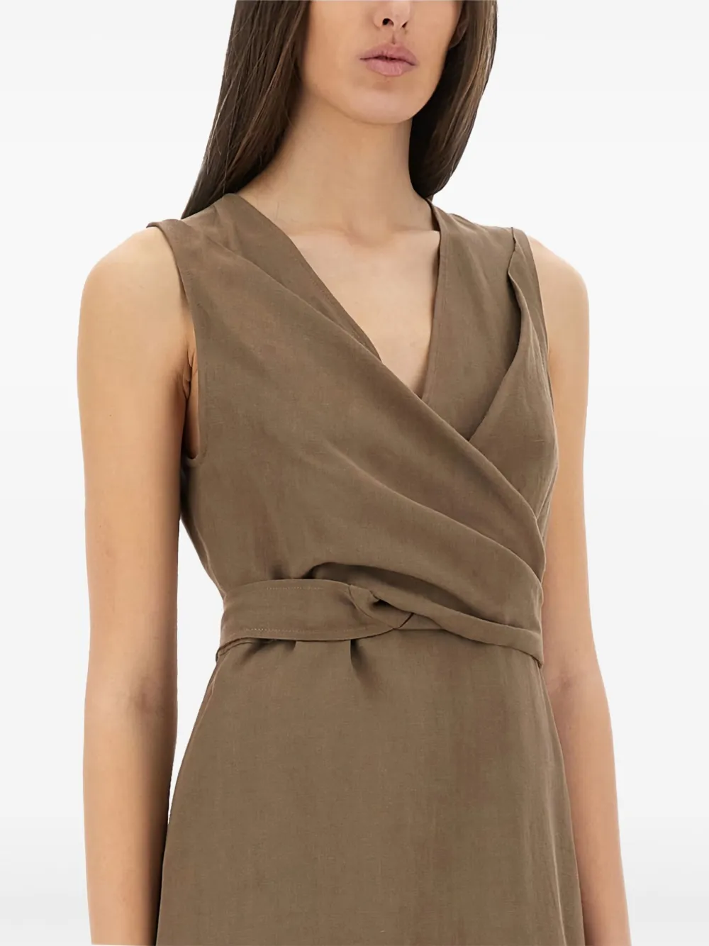 Brunello Cucinelli wrap-effect sleeveless dress Bruin