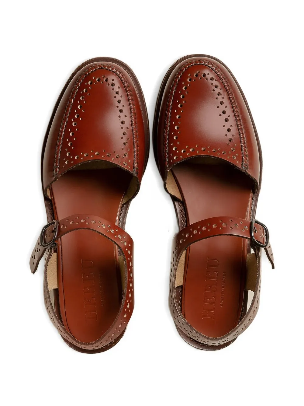Hereu Picada perforated leather flats Brown