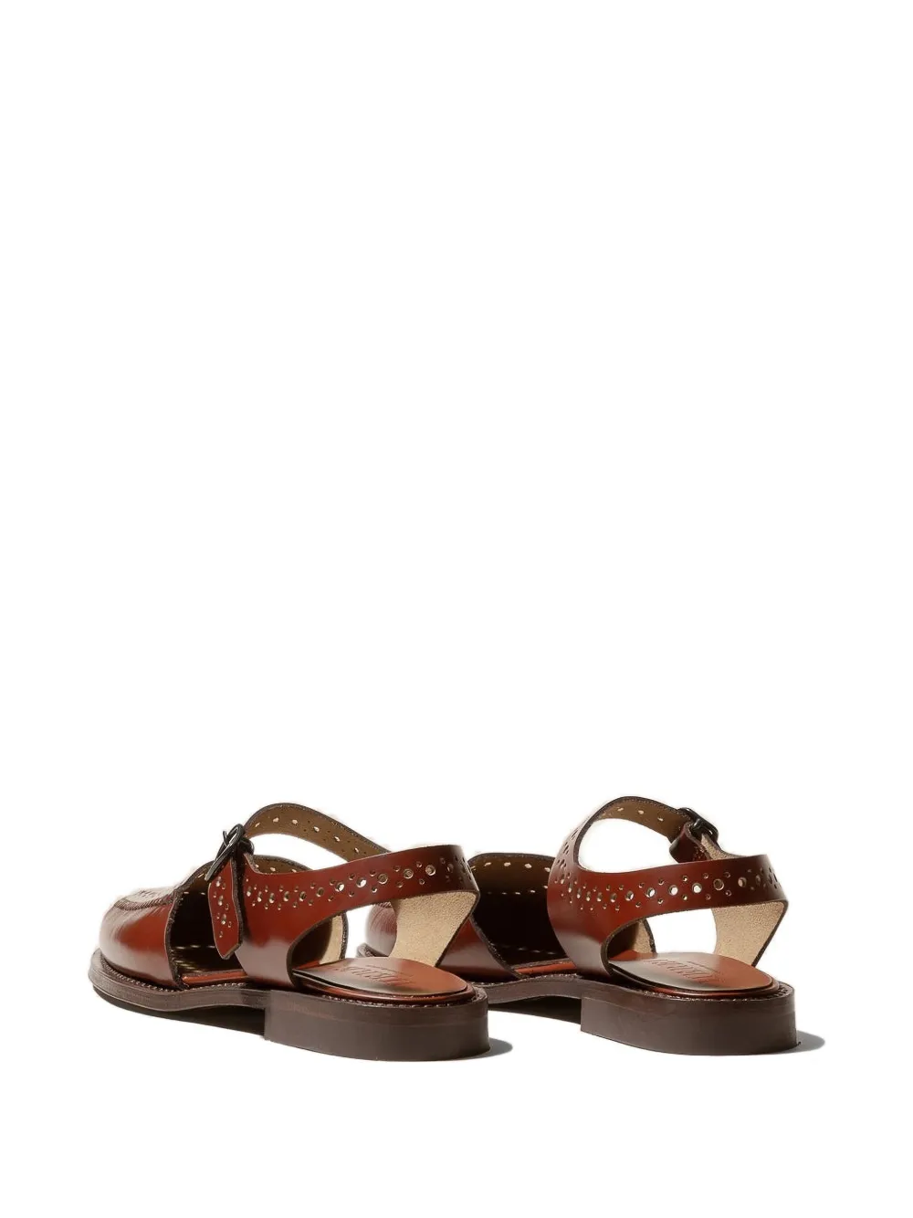 Hereu Picada perforated leather flats Brown