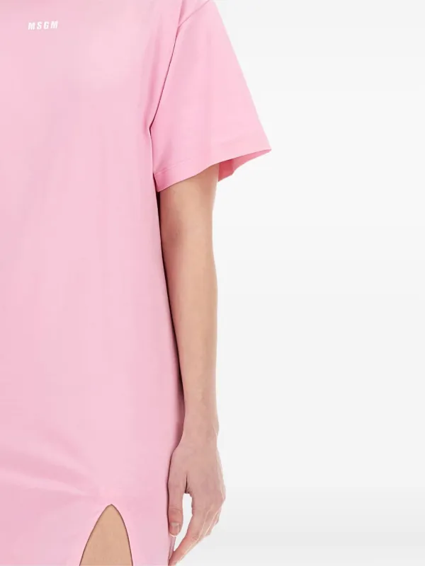 MSGM split-hem T-shirt Dress | Pink | FARFETCH