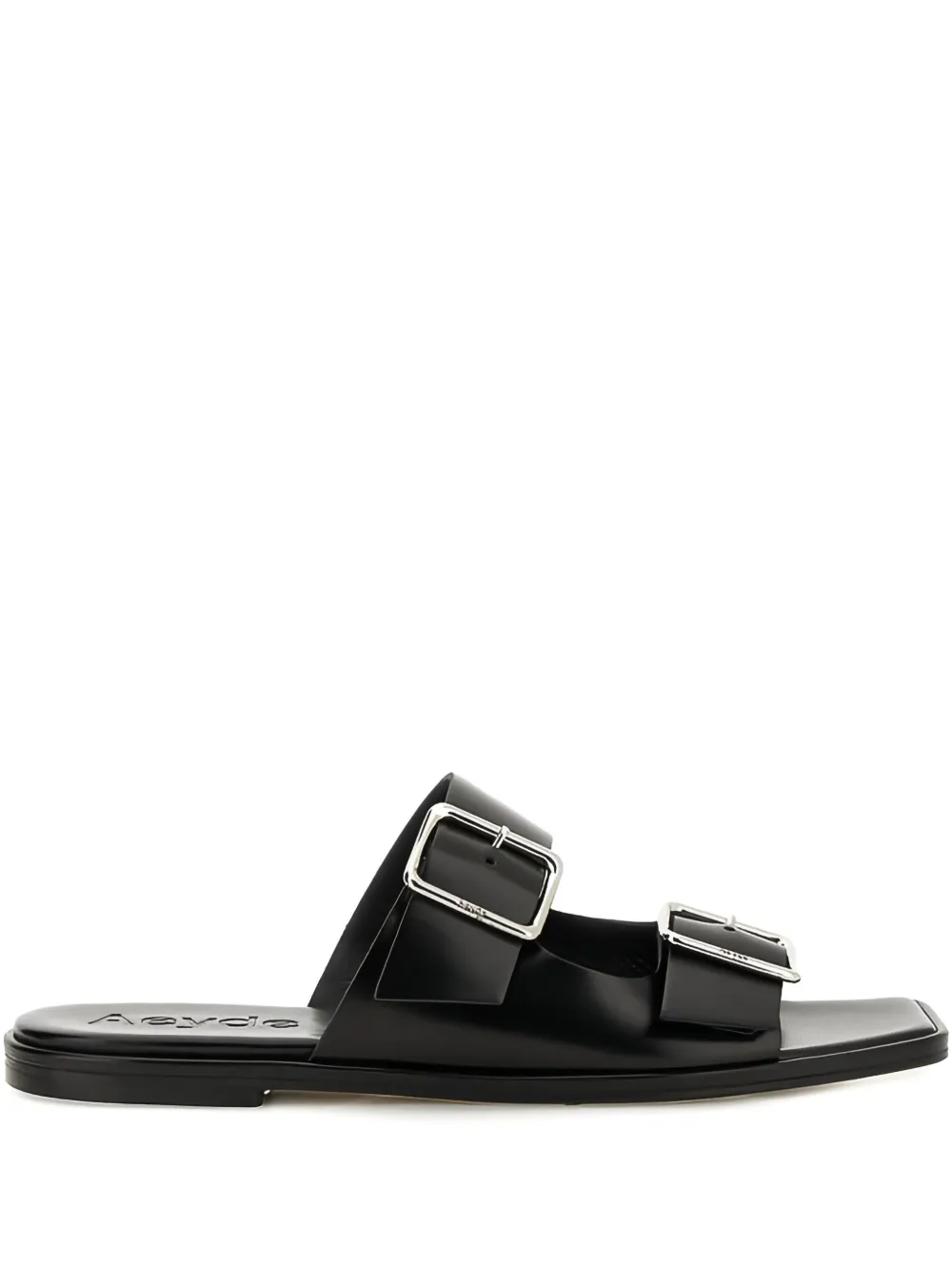 Aeyde Tonya double-buckle leather sandals Black