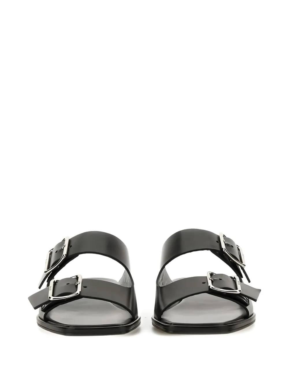 Aeyde Tonya double-buckle leather sandals Black