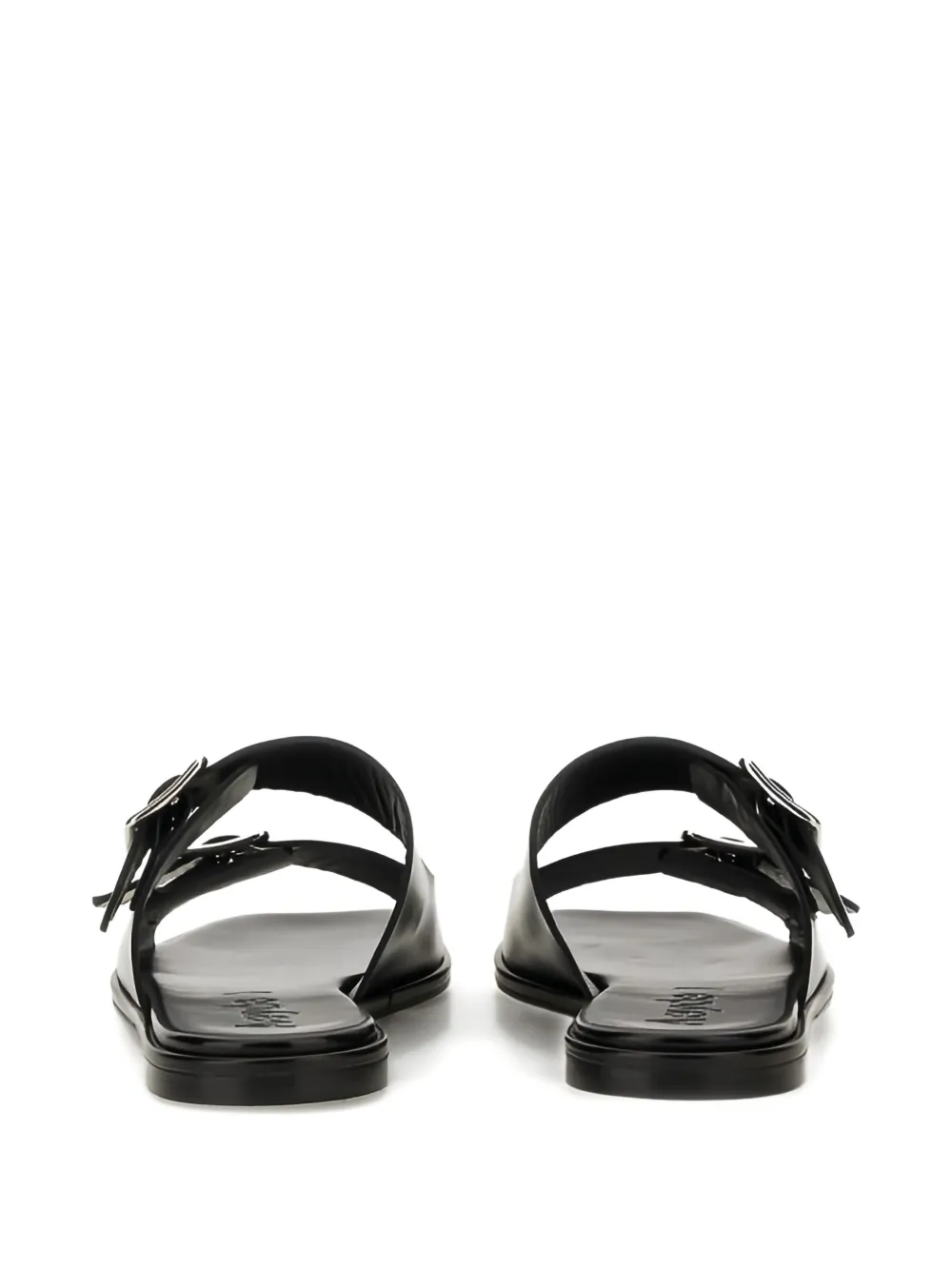 Aeyde Tonya double-buckle leather sandals Black