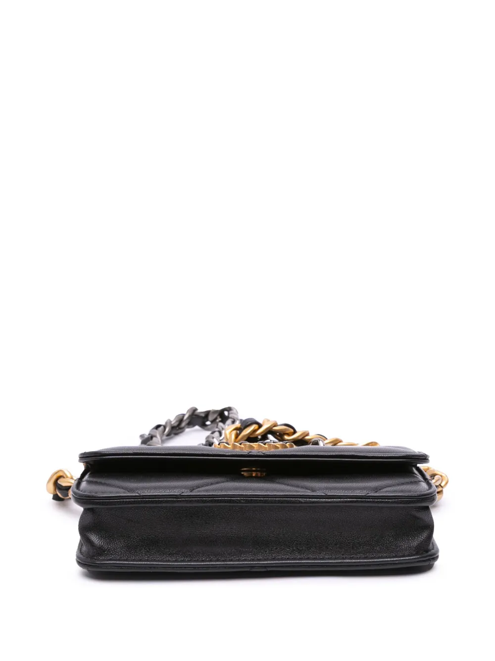 Pre-owned Chanel 2021 Lambskin 19 Flap Coin Purse With Chain Crossbody Bag