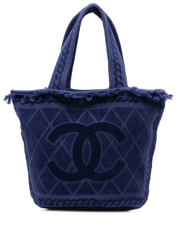 CHANEL Pre-Owned 2010-2025 CC Terry Cloth Beach Tote Bag