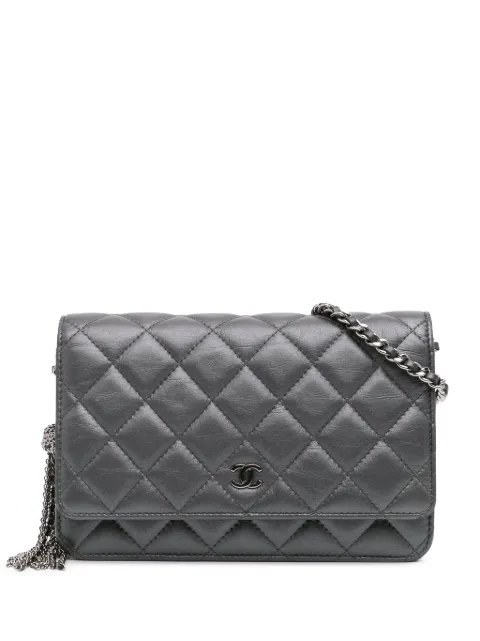 CHANEL Pre-Owned 2018-2019 Quilted Aged Calfskin Tassel Wallet On Chain crossbody bag