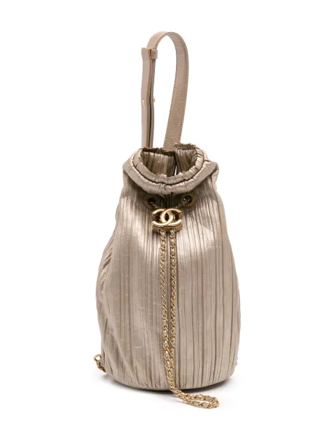 CHANEL Pre-Owned 2017-2018 Small Metallic Calfskin Coco Pleats Drawstring backpack
