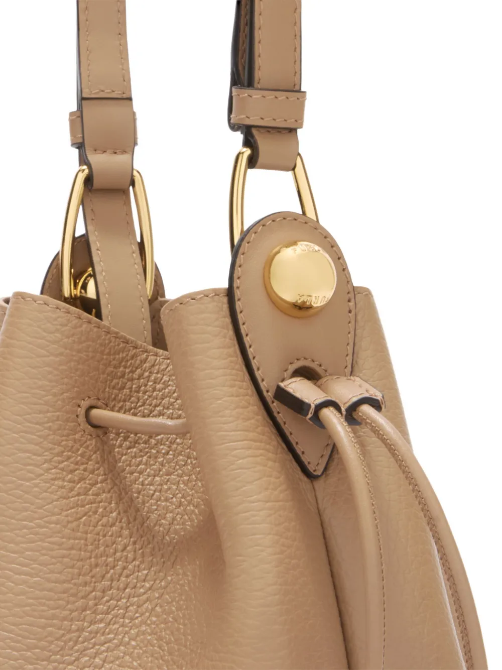 Furla Mini Sfera Leather Bucket Bag In Brown