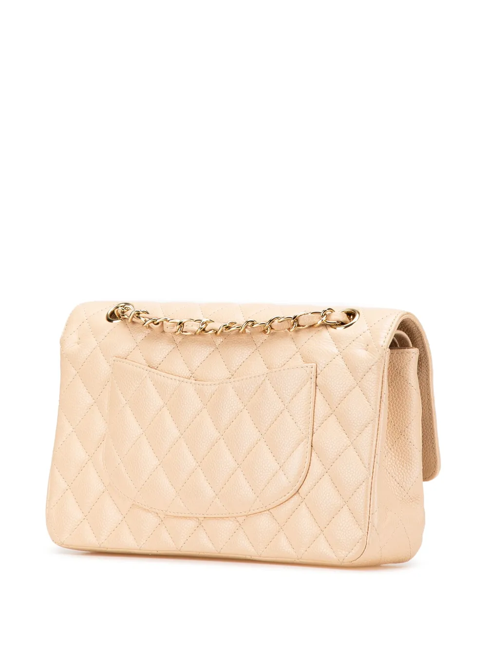 Pre-owned Chanel 2009-2010 Medium Classic Caviar Double Flap Shoulder Bag In Brown