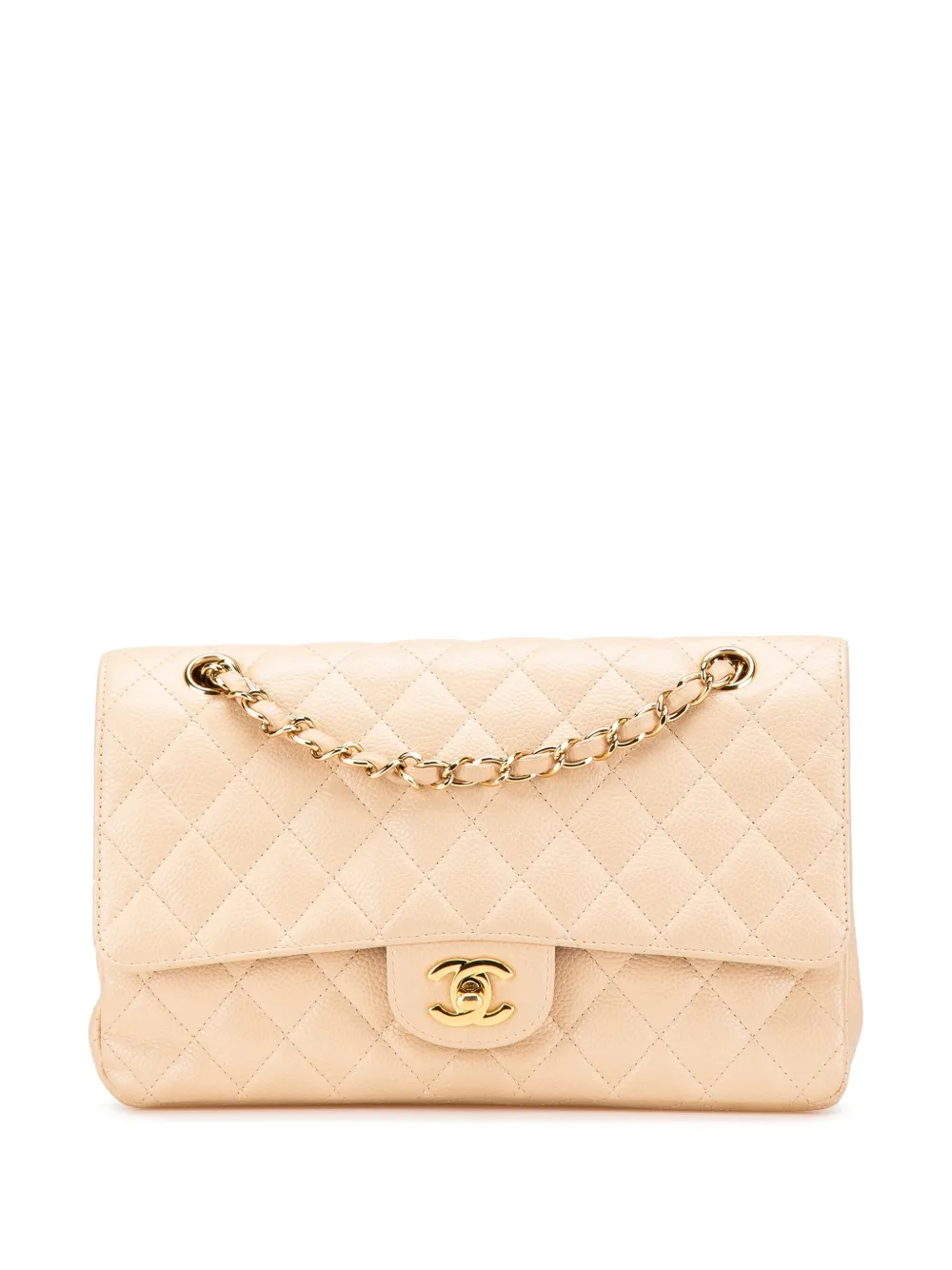 CHANEL Pre-Owned 2009-2010 ミディアム クラシック キャビア ダブルフラップ ショルダーバッグ - ブラウン CHANEL Pre-Owned 2009-2010 ミディアム クラシック キャビア ダブルフラップ ショルダーバッグ - ブラウン